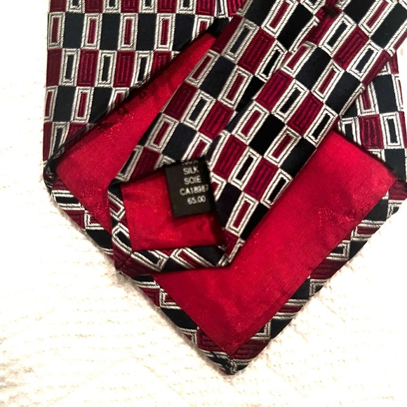 Vtg Aquascutum Of London England Tie In Burgundy And Dark Blue 100% Silk - Picture 4 of 7